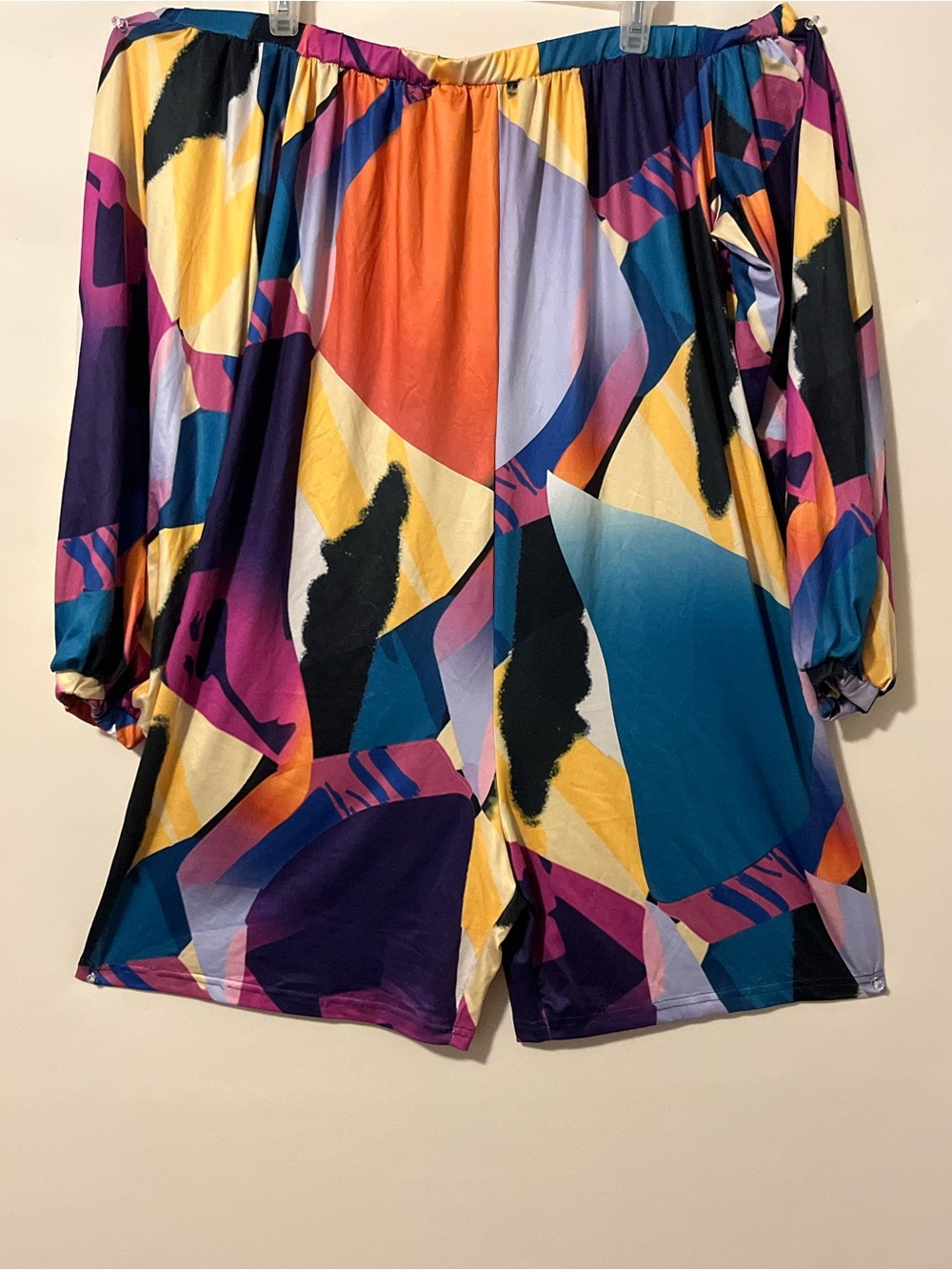 Women’s spandex Off-Shoulder Abstract Print Casual Romper Multicolor Size 1XL